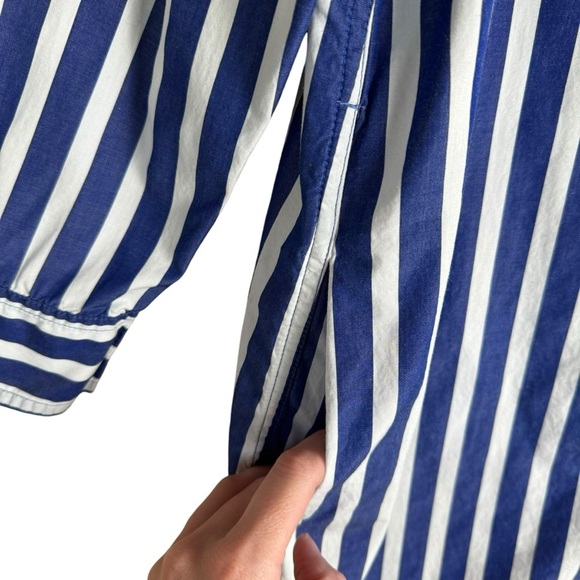 J. Crew Button Down Shirt Dress Size Small Vertical Striped Blue White Loose Fit - Picture 5 of 12